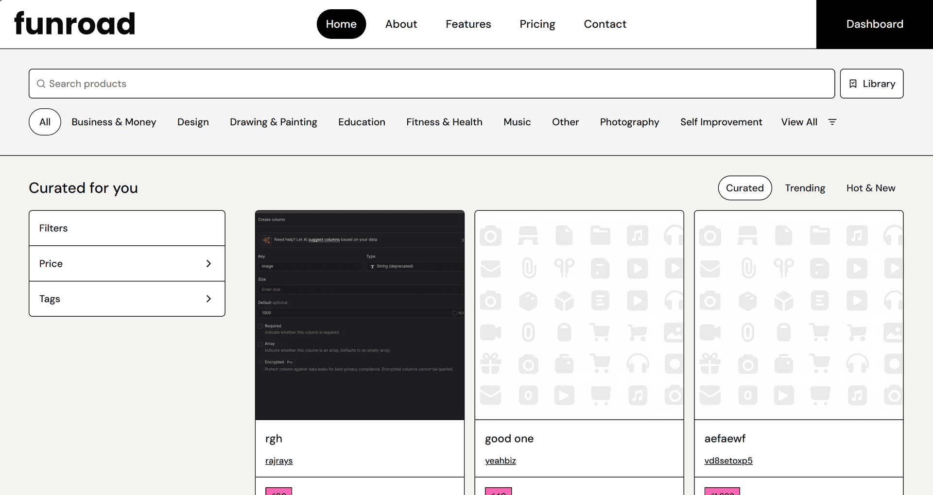 Homepage of the multi-tenant e-commerce project