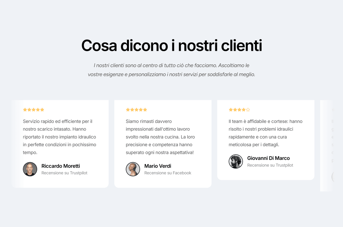 Customer testimonials