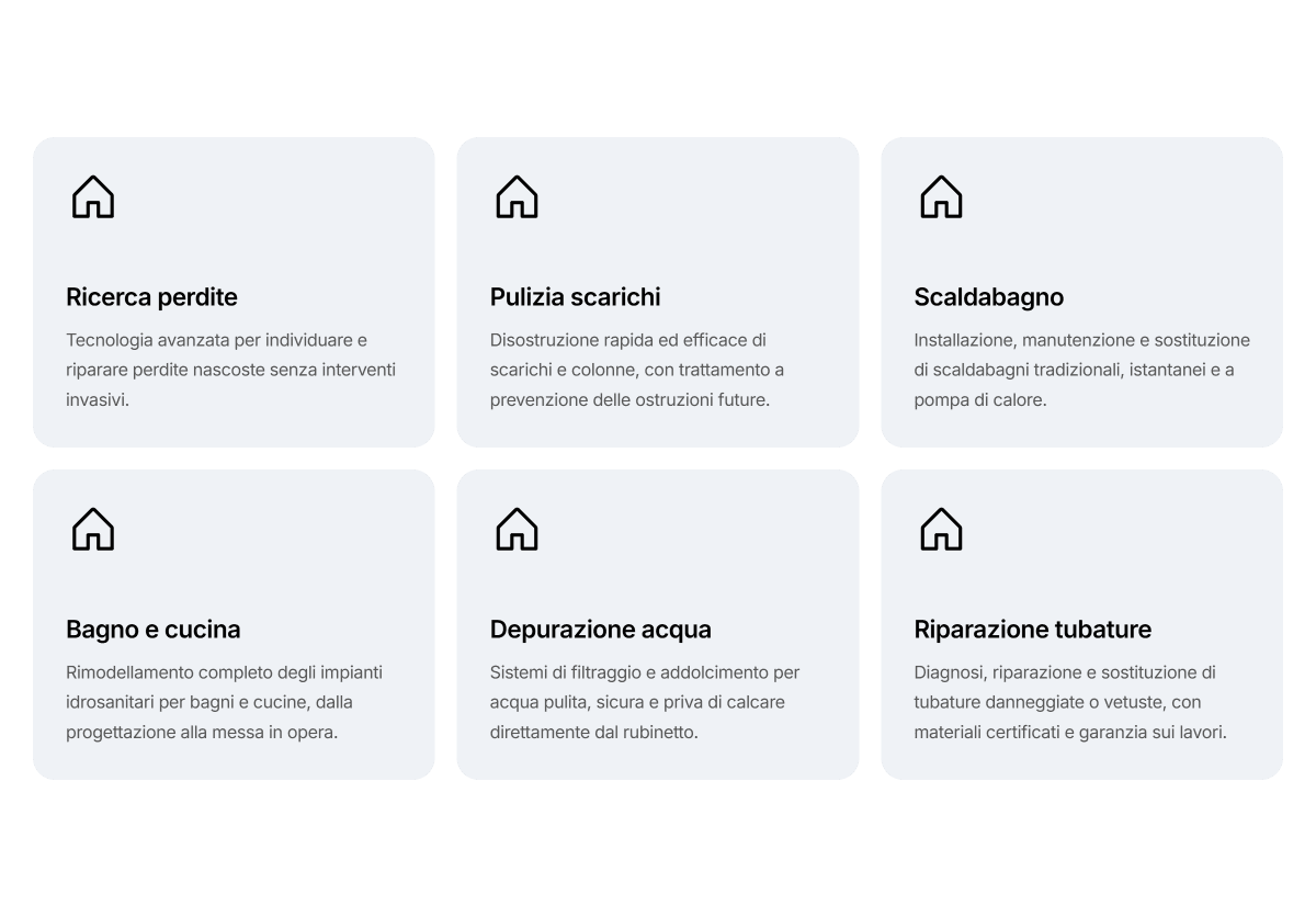 Services page with detailed view