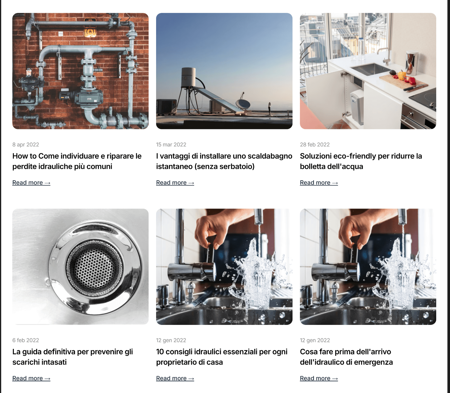 Blog page article grid